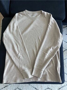Abercrombie & Fitch Men's Crewneck Waffle Beige long sleeve